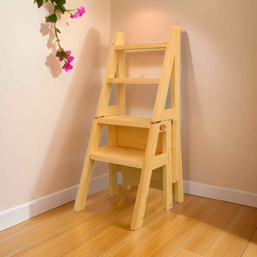 Scaun si Scara 2 in 1, Duplex, din Lemn Masiv, Step Up, Transilvan, 90x42 cm, Lacuit