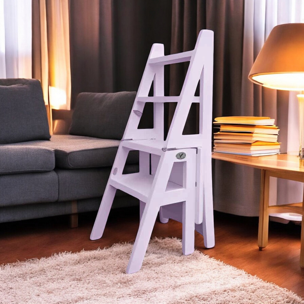 Scaun si Scara, 2 in 1, Duplex, Lemn Masiv, Step Up, Transilvan, 90x42 cm, Lavanda