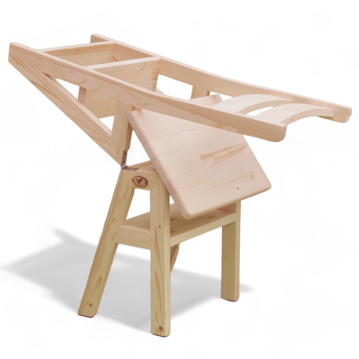 Scaun si Scara 2 in 1, Duplex, din Lemn Masiv, Step Up, Transilvan, 90x42 cm, Natur