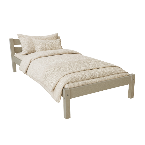 Pat de o persoana Transilvan, Sally, Lemn Masiv, Model 3/1, 90x200 cm, Cappuccino